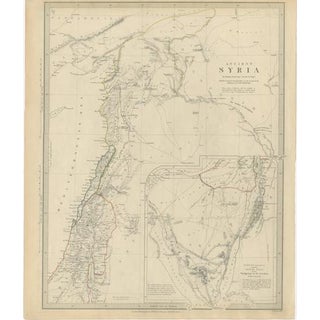 Map of Syria with Palestine, Jerusalem and Mount Sinai, 1843 For Sale