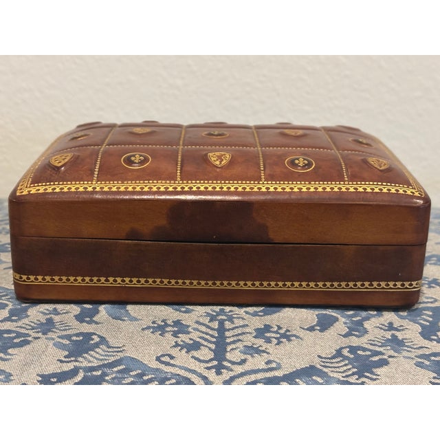 Mid-Century Italian Leather Quilted Playing Card Box by Bigliocchi Roma For Sale - Image 10 of 17