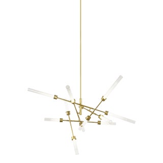 Visual Comfort Modern Linger 12-Light Abstract Chandelier LED Natural Brass For Sale