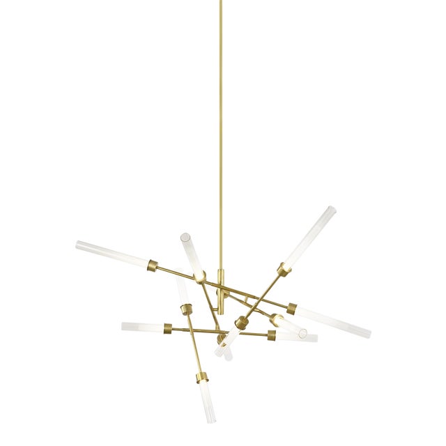 Visual Comfort Modern Linger 12-Light Abstract Chandelier LED Natural Brass For Sale