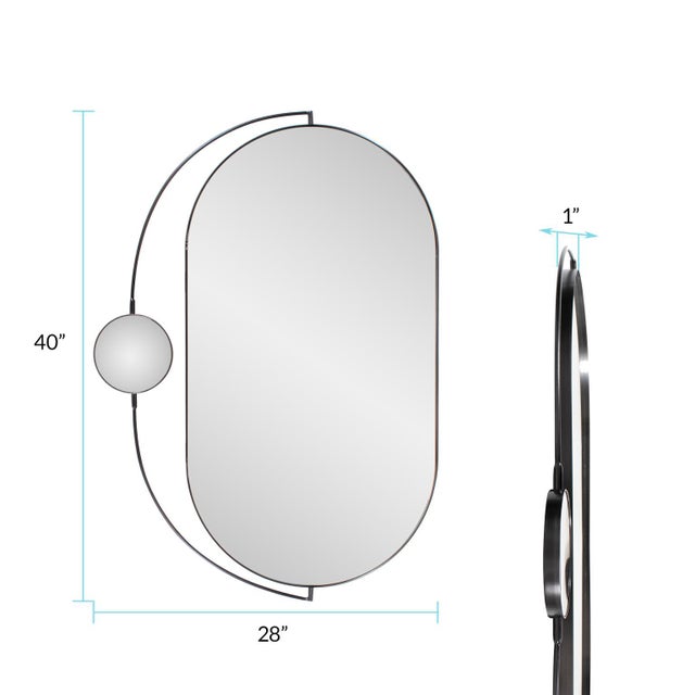 Black Janik Stainless Steel Double Vanity Mirror- Brushed Black For Sale - Image 8 of 9