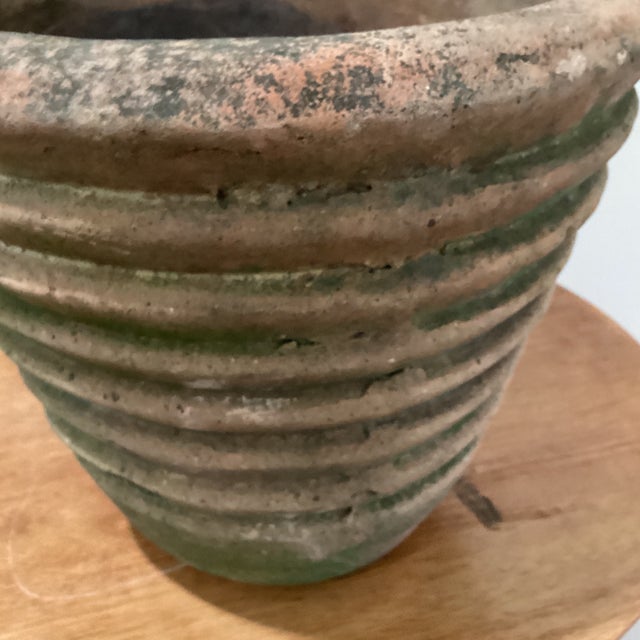 Cinnamon Vintage Large Rustic Oval Terracotta Wide - Ribbed Oval Planter With Natural Patina For Sale - Image 8 of 12