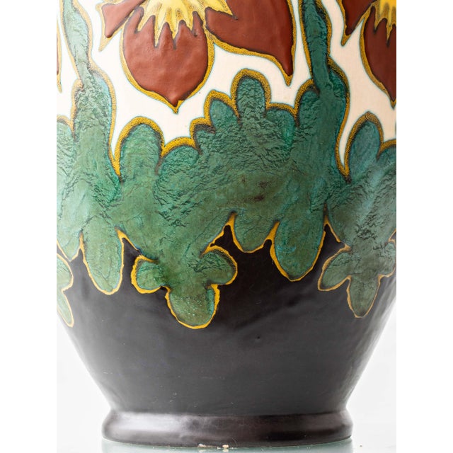 Art Deco Dutch Gouda Pottery Table Lamps with Silk Lampshade, 1920s, Set of 2 For Sale - Image 10 of 15