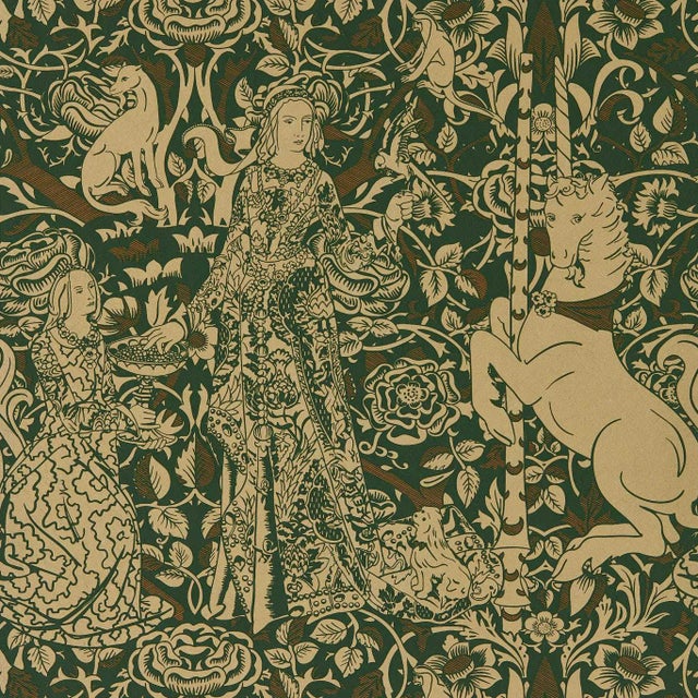 Sanderson Aurelia`s Grail Wallpaper in Gobelin Green/Bronze For Sale