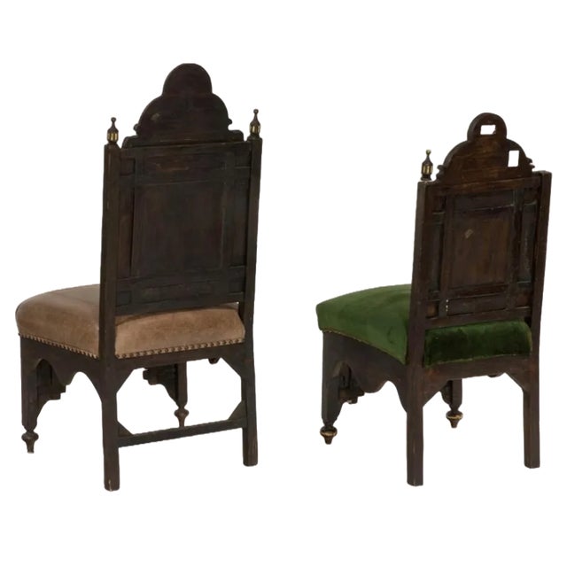 1920s Pair of Chairs With Mother of Pearl and Bone Inlaid For Sale - Image 4 of 4