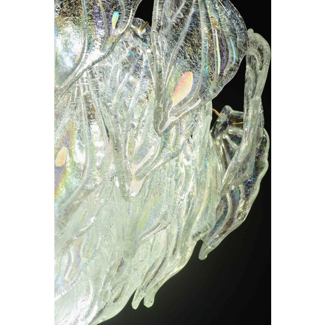 1970s 1970s Large Murano Glass Rainbow Leaves Chandelier For Sale - Image 5 of 13