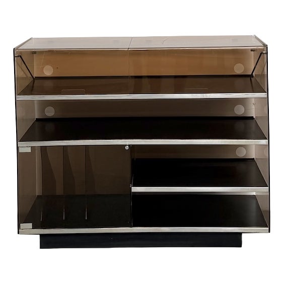 Smoked Acrylic Glass and Aluminum Hi-Fi Cabinet by Eric Maville, France, 1970s For Sale