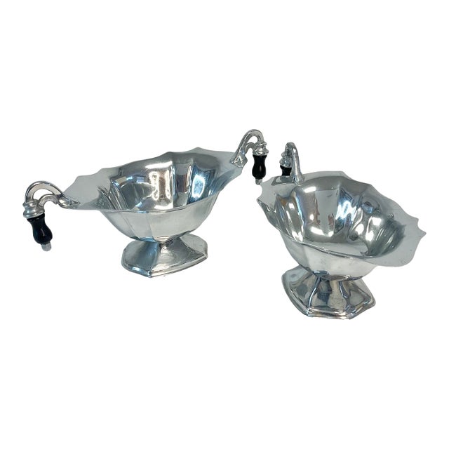 1950s Vintage Art Deco Hollywood Regency Chrome & Bakelite Creamer and Sugar - 2 Piece Set For Sale