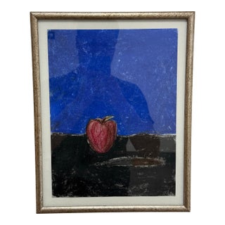 Pastel Apple Still Life Artwork, Framed For Sale