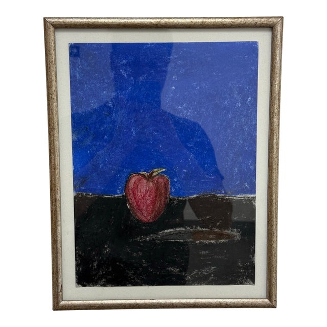 Pastel Apple Still Life Artwork, Framed For Sale
