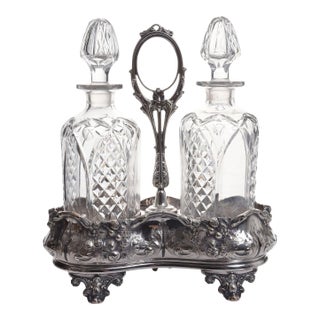 1880-1910s Silver Plate Repoussé Tantalus Set For Sale