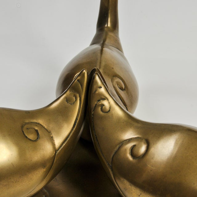 Vintage Brass Swan Coffee Table With Round Glass Top For Sale - Image 10 of 14