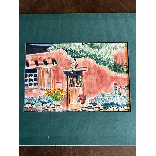 1990s Susan McCullough Original Watercolor Southwestern Adobe Scene Signed by Artist 1994 For Sale - Image 5 of 6