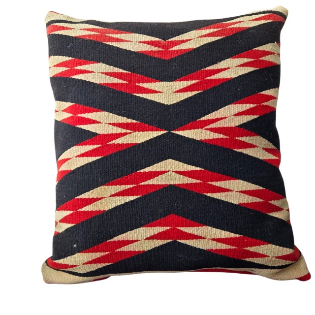 Circa 1860 Victorian Platform Rocker Navaho Blanket Pillow/ Snow Leopard Head Pillow For Sale In New York - Image 6 of 14