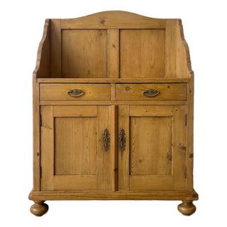 Antique Dutch Pine Cupboard With Gallery Back For Sale