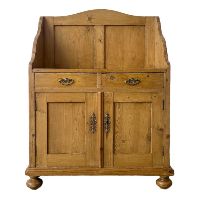 Antique Dutch Pine Cupboard With Gallery Back For Sale