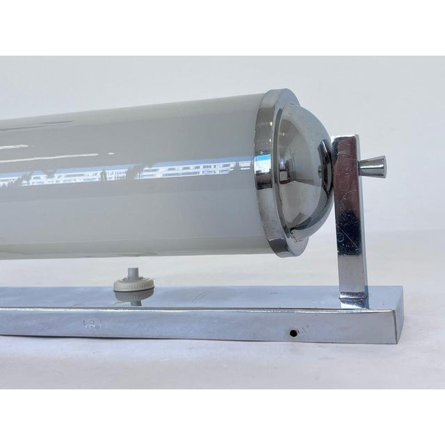 White Large Bauhaus Chrome and Milk Glass Wall Light, Former Czechoslovakia, 1930s For Sale - Image 8 of 9