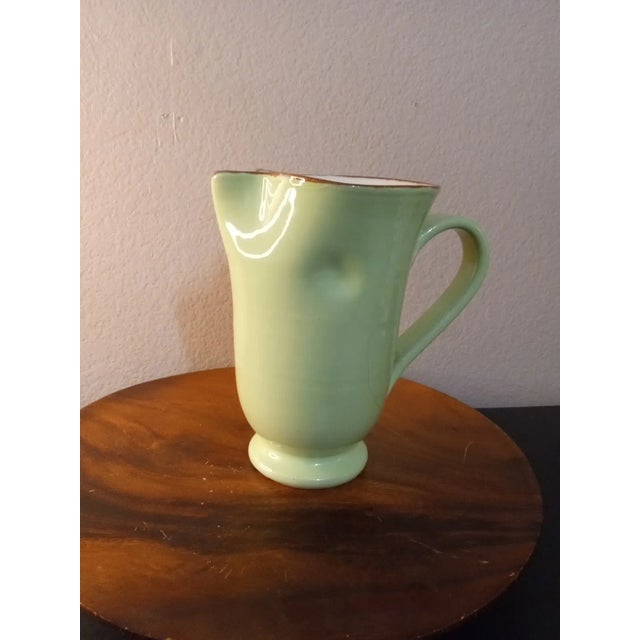 1980s Vintage Vietri Italy Ceramic Green Dimpled Pitcher For Sale - Image 5 of 7