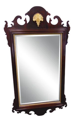 Councill Chippendale Flame Mahogany Gilt Shell Mirror