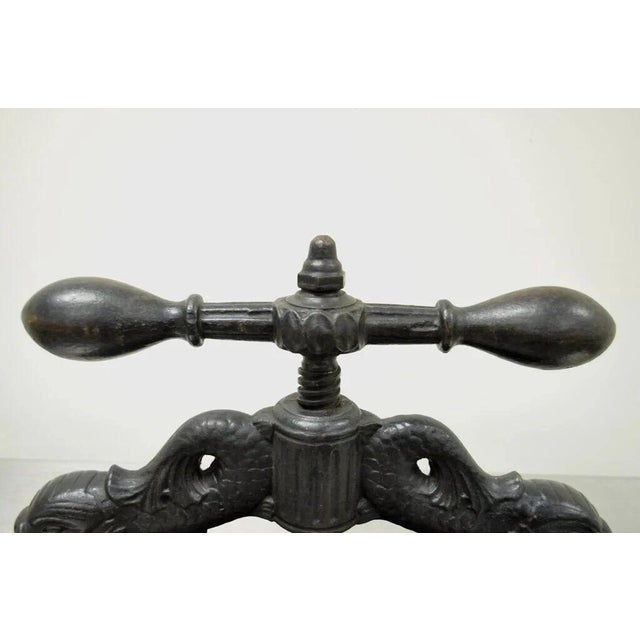 Antique 19th C. Cast Iron Classical Figural Dolphin Victorian Book Press For Sale - Image 4 of 12