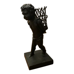 Early 20th Century Bronze Cherub Figure With Basket