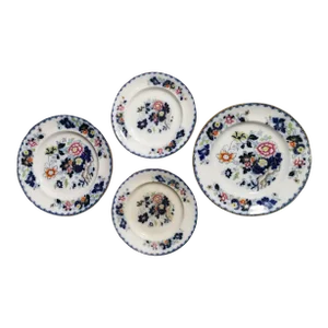 Mid 19th Century Victorian Style English Plates Transferware Decorations Royal Arms Mark - Set of 4