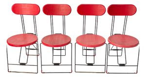 Cricket Folding Chairs in Black Metal and Red Plastic by Andries Van Onck for Magis, 1970s, Set of 4