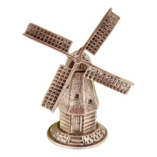 Silver Toothpick Holder in the Shape of a Mill with Reliefs For Sale