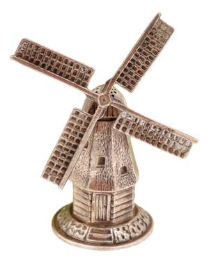 Silver Toothpick Holder in the Shape of a Mill with Reliefs