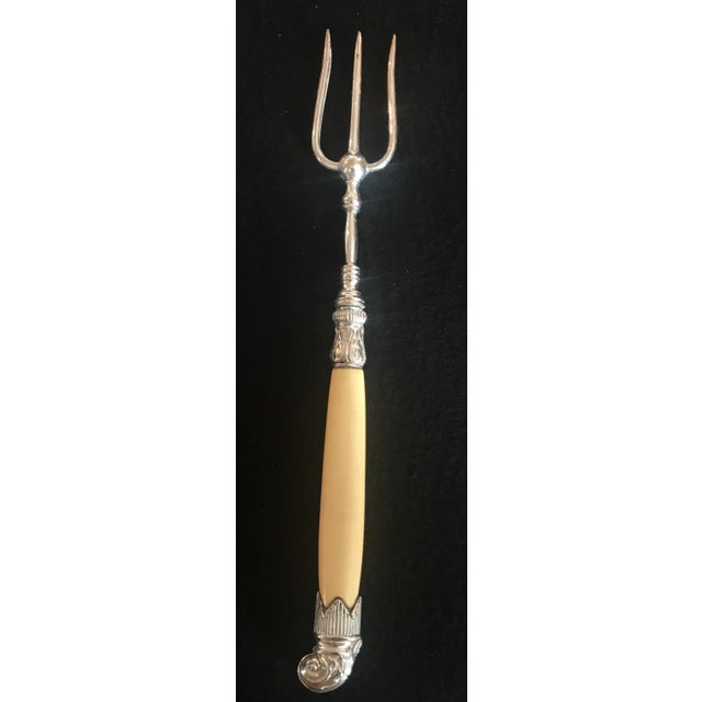 English Late 19th Century British Silver Bread Fork For Sale - Image 3 of 6