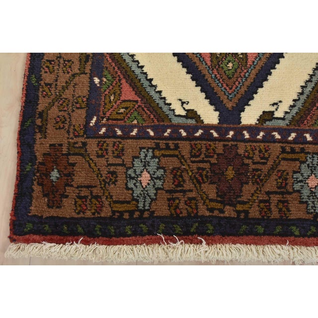 Hamedan Runner 2’8” X 9′ Ivory Wool Vintage Tribal Hand-Knotted Oriental Rug For Sale - Image 9 of 12