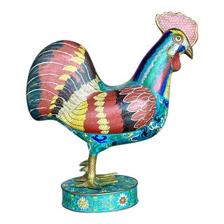 Vintage Boho Cloisonné Rooster For Sale