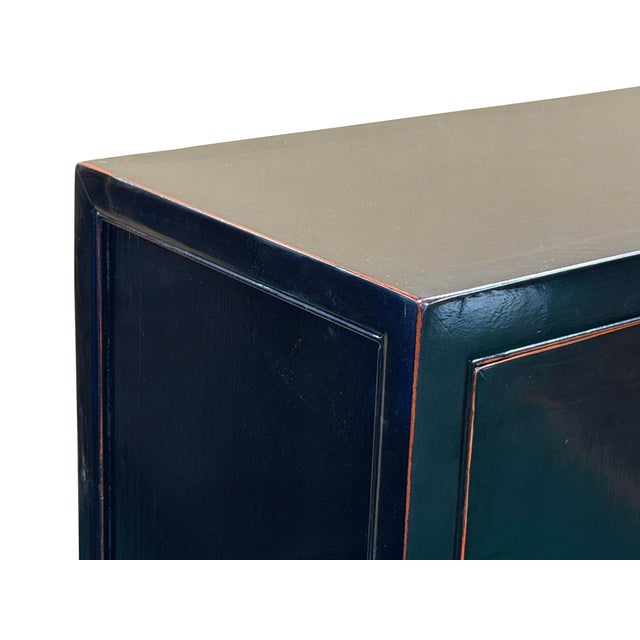 Oriental Black Lacquer Slim Round Moon Face Storage Cabinet For Sale - Image 11 of 13