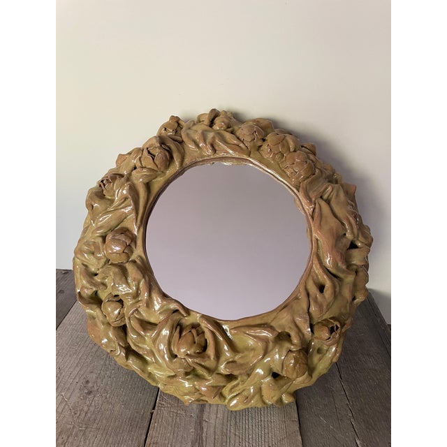 Ceramic Mirror with Artichokes, 2010s, in Very Good conditions. Designed from 2000