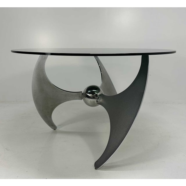 1970s Italian Elica Table in Steel and Smoked Glass attributed to L. Campanini, 1970s For Sale - Image 5 of 12