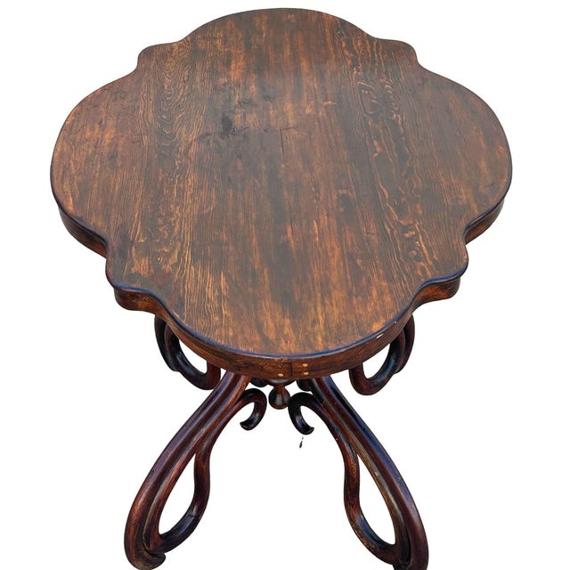 Late 19th Century Late 19th Century Victorian Polished Oak Bent Wood Scrolling Salon Table by Thonet For Sale - Image 5 of 11