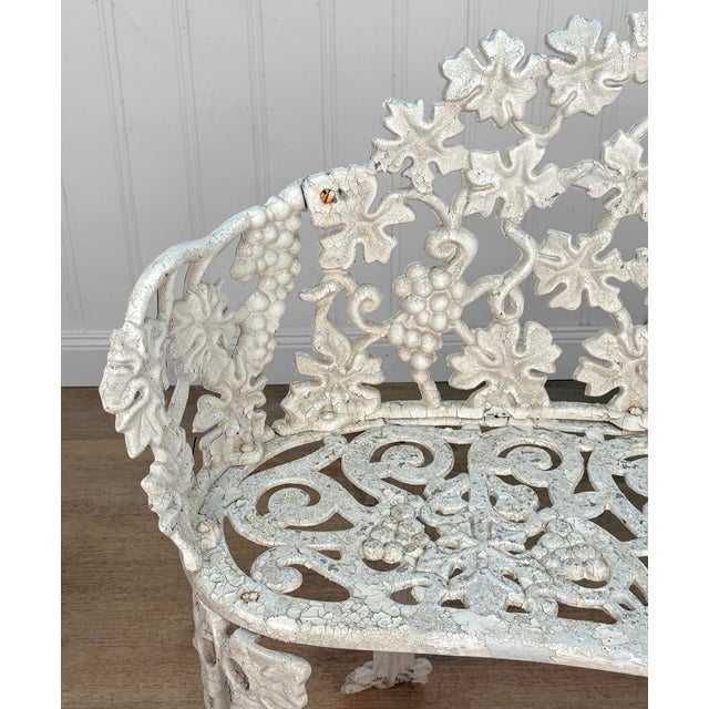 Metal Vintage Victorian Wrought Iron Grapevine Outdoor Garden Bench For Sale - Image 7 of 10