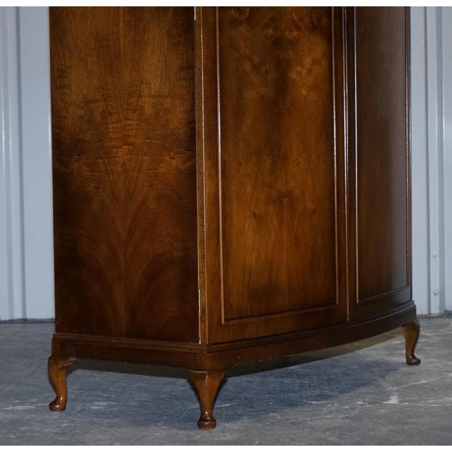 English Art Deco Walnut Double Wardrobe with Queen Anne Legs, 1920s For Sale - Image 12 of 18