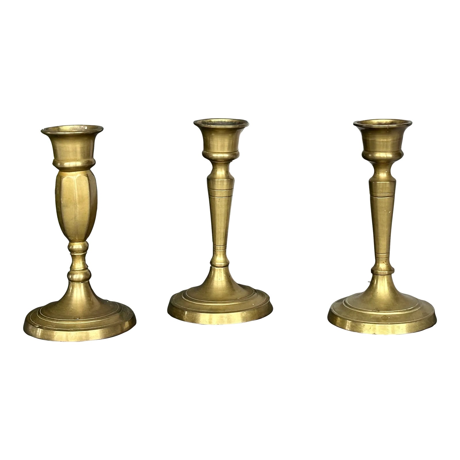 Mismatched Brass Candlestick Holders Set of 3 Chairish