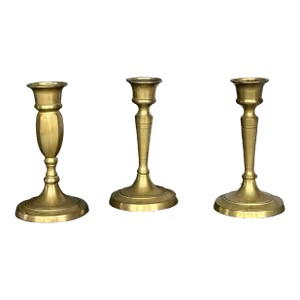 Mismatched Brass Candlestick Holders Set of 3