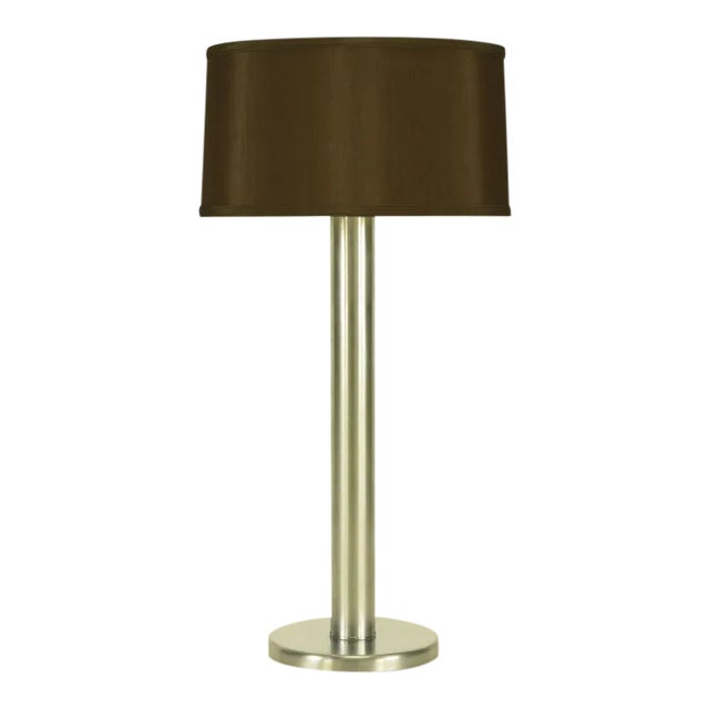 Brushed Steel Cylinder Table Lamp After Nessen. For Sale