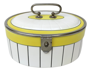 Art Deco Biscuit Box in Ceramic and Nickel-Plating, 1920s