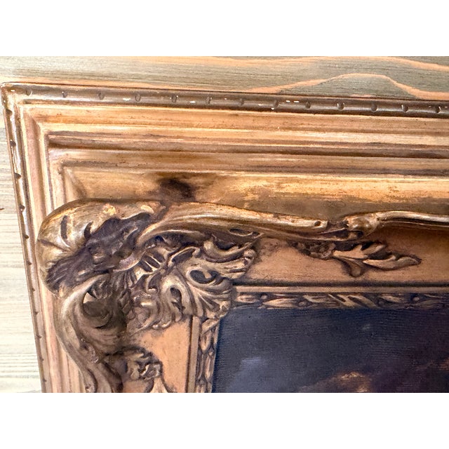 Large Vintage European Religious Oil Painting – Saint John the Baptist, Lamb & Cherubs in Ornate Gilt Frame For Sale - Image 10 of 17