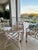 Henry Link Dining Set. Fully Refurbished, New Upholstered Seats. Chippendale, White Washed Chairs and Table With Glass. Classic Coastal Design For Sale - Image 9 of 12