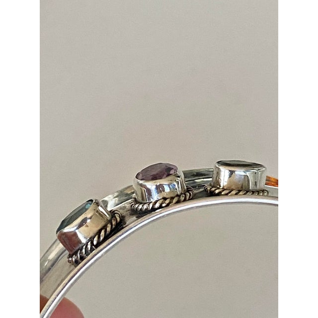Sterling Silver Bracelet With Amethyst and Topaz For Sale - Image 10 of 17