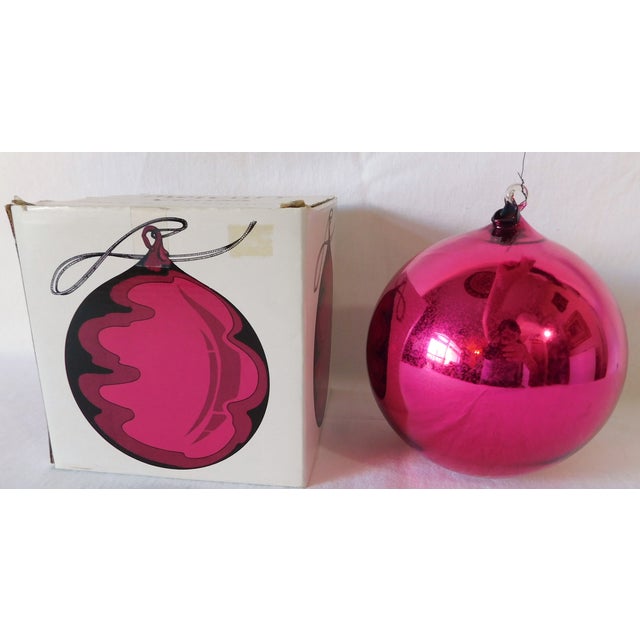 Large Jumbo 7" Vintage Dept. 56 Hot Pink Mercury Glass Ball Christmas