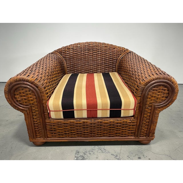 Ralph Lauren Vintage Oversized British Colonial Rattan Club Chair For Sale - Image 4 of 10