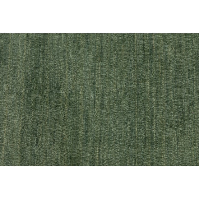 Apadana's Modern Gabbeh Hand-Loom Wool Area Rug in Emerald Moss For Sale - Image 4 of 11