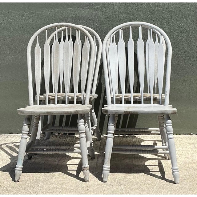 Vintage Farmhouse Style Windsor Chairs - Set of 4 For Sale - Image 4 of 12