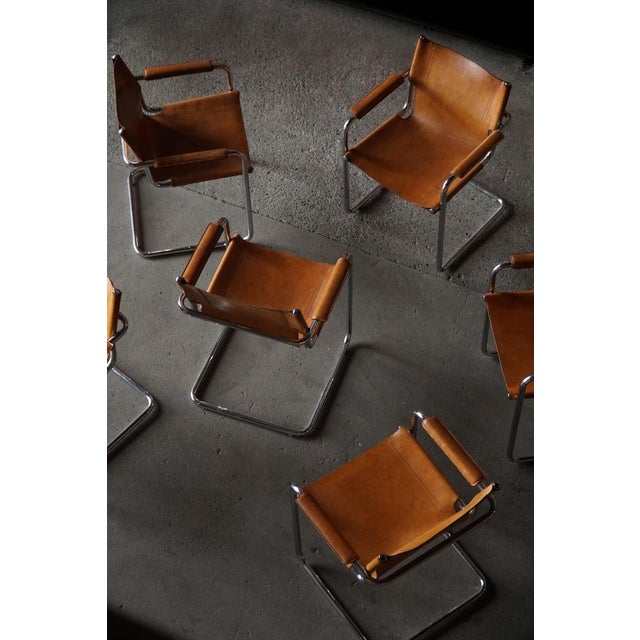 Vintage Cantilever Armchairs in Cognac Leather by Mart Stam for Matteo Grassi, 1960s, Set of 6 For Sale - Image 11 of 18